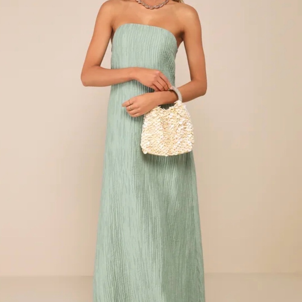 Lulu's Strapless Mint Green Dress
